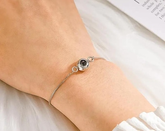 Personalized Photo Projection Bracelet for Women | Custom Hidden Picture Bracelet | Adjustable Memory Bracelet Gift | Couple Jewelry