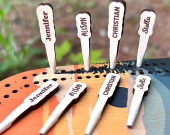Custom Name Cribbage Pegs, Your Name on Both Sides of Peg, Fun Game Pieces, 2 Matching Pegs, Personalized Cribbage Pegs