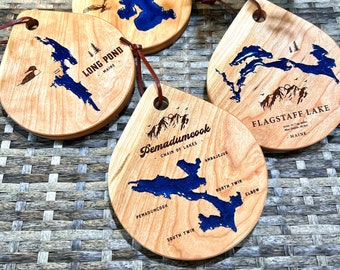 Lake Trivets - Personalized Epoxy filled Camp Lake or Pond With Family Name Gift