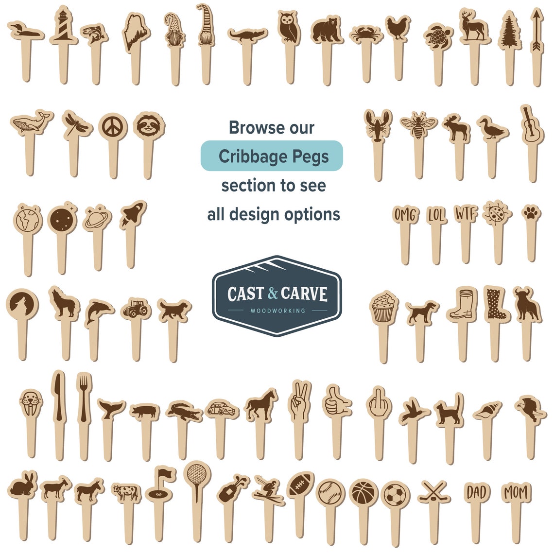 WTF divertido madera personalizado Cribbage Pegs conjunto de | Etsy