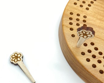 Flower Wooden Custom Cribbage Pegs - Set of 2 Pegs