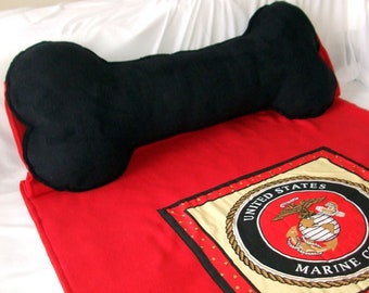 USA Marines Dog Blanket Fleece Bone Pillow
