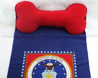 Dog Blanket US Air Force Fleece Bone Pillow