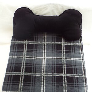 Dog Blanket Grey Black Fleece Bone Pillow