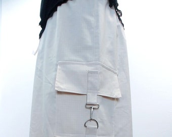 Maxi Skirt Long Skirt Beige Natural Cargo Pockets Drawstring Waist