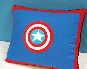 Captain America Applique Ultra Plush Pillow Textured Mink Fleece Back