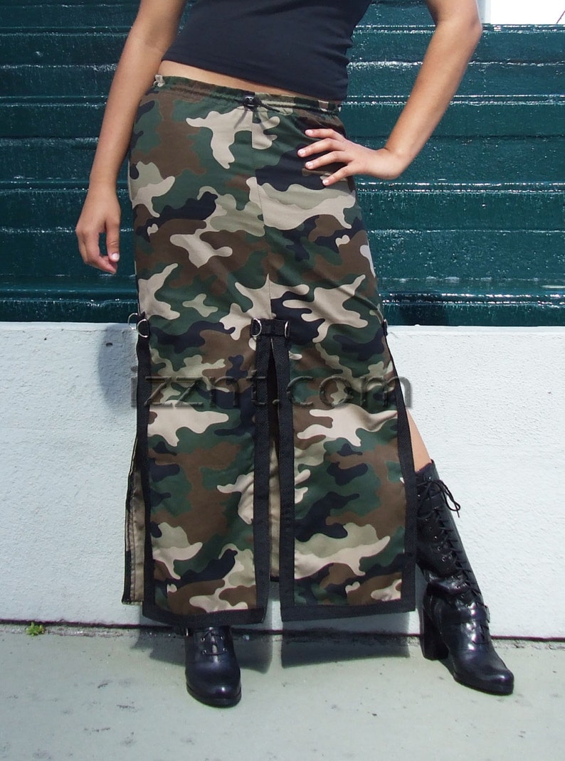 Long Skirt Camo Skirt Woodland Camouflage Split Panel Etsy