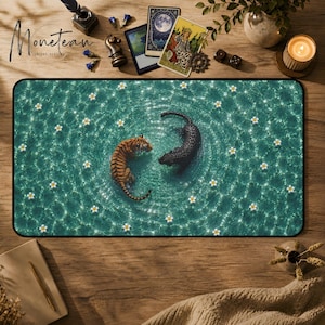 Zen Tiger Black Leopard Water Mat | Decorative Tcg Playmat Art Tarot Office Desk Gaming Fantasy | Large Extended Mouse Pad