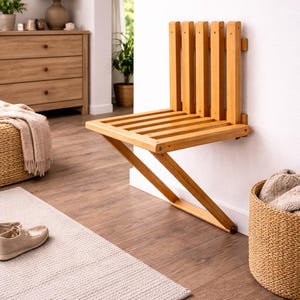 Compact Folding Chair Wall Mounted, Hallway Entry Bench