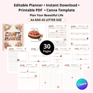 Craft Planner Editable Project Planner Project Calendar & To Do List Editable Planner, Instant Download, Printable PDF,  Canva Template Cute