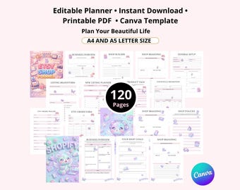 Etsy shop Online Shop Shopify Planner Editable Planner online Instant Download Printable PDF Canva Template, Digital Planner, Gimme Gummy