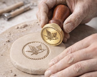 Aangepaste koperen aardewerkstempel, gepersonaliseerde aardewerkstempel, keramische stempel, aangepaste logostempel voor klei, handtekeningstempel, pottenbakkersmerk