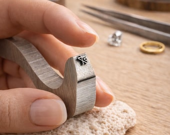 Sieradenstempel, aangepaste ringstempel gebogen schacht, stempel zwanenhals voor binnenring, sieradenpons 925, zwanenhalsstempel