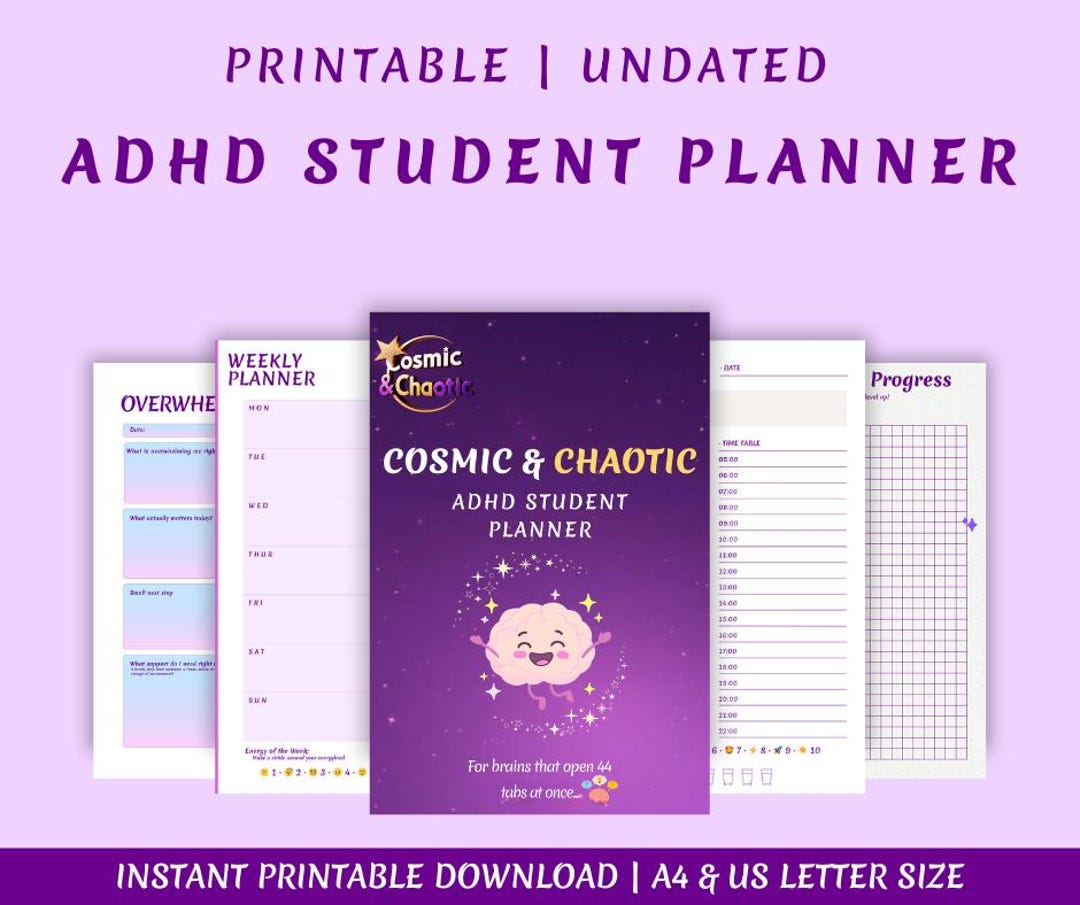 Cosmic & Chaotic ADHD Student Planner Printable – Neurodivergent ...