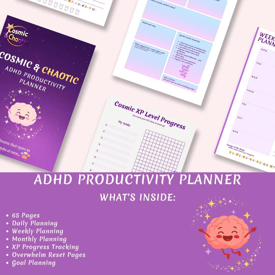 Cosmic & Chaotic ADHD Productivity Planner Printable – Gamified Focus ...