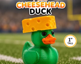 Mini Cheesehead Duck – 1" 3D Printed Cruise Duck – Wisconsin Football Fan Collectible – Exclusive Design by Florida Cruise Ducks