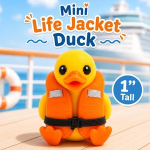 Mini Life Jacket Duck | 1 Inch Cruise Duck | Cruise Life Vest Duck | 3D Printed Mini Duck | Cruise Duck Hiding Gift