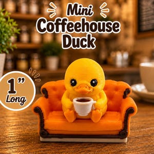 Mini Coffeehouse Duck – 1" Long – Cozy Café Duck Holding Coffee – Tiny Collectible – Exclusive Design by Florida Cruise Ducks
