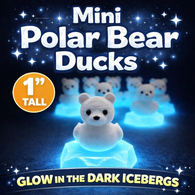 Mini Glow Iceberg Polar Bear Duck – Mini Cruise Ducks – Alaska Theme (1" Tall) image 1