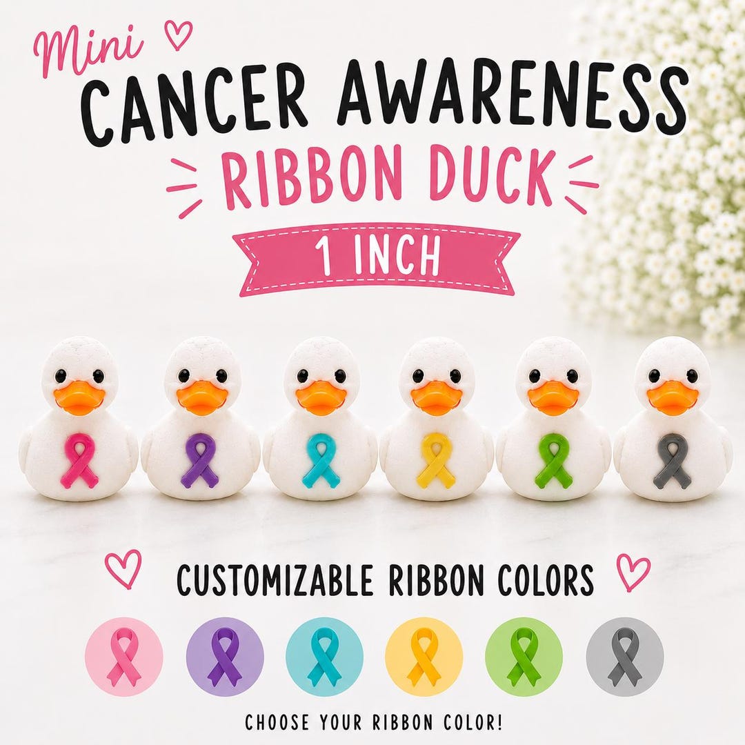 Mini Cancer Awareness Ribbon Duck | 1 Inch 3D Printed Ducks (party ...