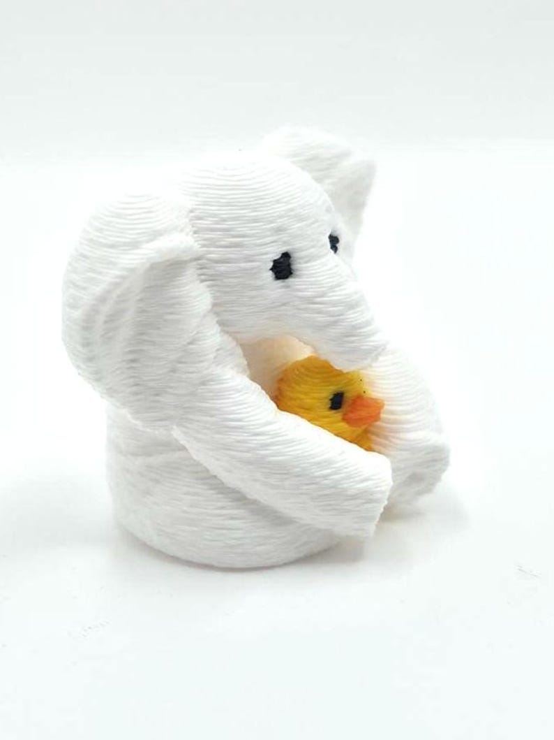 Mini Towel Elephant Holding Duck | 1" Tall | 3D Printed Plastic Cruise Duck, Cute Towel Elephant Duck image 6