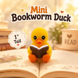 Mini Bookworm Duck 1" Tall – Reading Duck | Book Lover Duck | Mini 3D Printed Duck | Cruise Duck