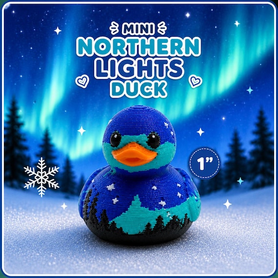 Mini Northern Lights Duck 1" Tall – Aurora Borealis Cruise Duck, 3D Printed Alaska Cruise Gift