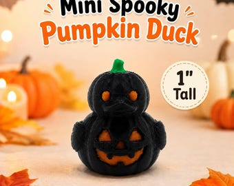 Mini pato calabaza espeluznante de 2,5 cm de alto / Pato de goma de Halloween / Mini pato impreso en 3D / Pato calabaza / Pato de crucero / Regalo de Halloween
