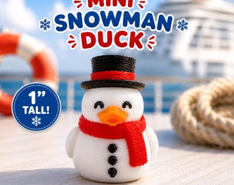 Mini Snowman Duck – 1" Tall – 3D Printed Christmas Cruise Duck – Holiday Duck – Tiny Snowman Duck – Stocking Stuffer – Exclusive Design