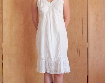 Vintage 1940s White Lace Eyelet Slip Dress