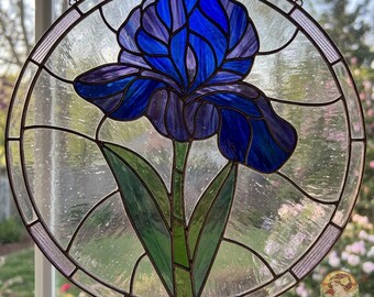Iris Stained Glass Pattern | Beginner Suncatcher, Floral Glass Design (PDF Download)