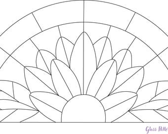 Purple Lotus Sunrise Stained Glass Pattern | 10x20 Panel (Digital Download)
