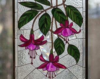 Fuchsia Stained Glass Pattern | Hanging Flower Panel PDF (Digital Download)