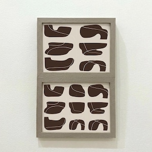 Double photo frame - Textured grain - Modern wall decoration