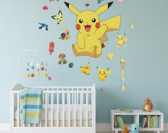 Sticker mural Pokémon | Sticker déco pour chambre d'enfants | Décoration murale 3D animée pour joueurs