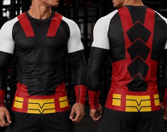 Battle Beast Invincible Long Sleeve Rash Guard Compression Shirt, Swimming, Anime Superhero Workout Shirt, Gym Fitness Apparel, Athletic