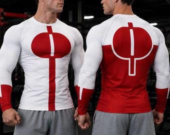 Omni-man Invincible Long Sleeve Rash Guard Compression Shirt, Anime Superhero Workout Shirt, Gym Fitness Apparel, Athletic Performance Top