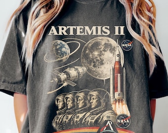 Artemis 2 Around The Moon Comfort Colors Shirt, Artemis II For All Humanity Shirt, NASA Rocket Shirt, Artemis II Mission T-Shirt