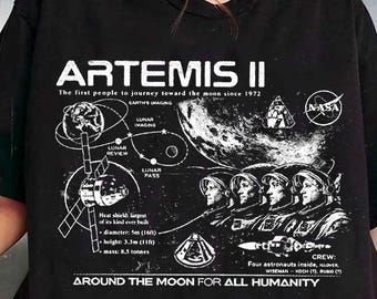 Artemis II  Mission T-Shirt, Vintage Feel, Space Exploration Apparel