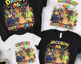 Personalized Name Age Zootopia Birthday Shirt, Disney Birthday Party Matching Tees, Zootopia Family Birthday
