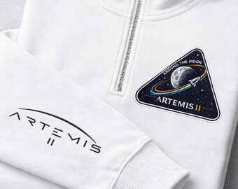 Embroidered Artemis 2 Mission Logo Quarter Zip Sweatshirt – Pullover | Artemis 2 Shirts | Retrun To The Moon