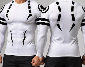 Sukuna Long Sleeve Rash Guard Compression Shirt, Anime Workout Shirt, Gym Fitness Apparel, Athletic Performance Top