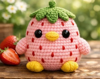 Strawberry Chicken Crochet Pattern | Fruit Animal Amigurumi PDF | Instant Download Kawaii Plushie Pattern | DIY Crochet Gift