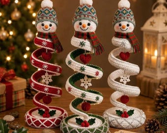 Spiral Snowman Crochet Pattern, Snowman Tree Decoration, Christmas Ornament PDF