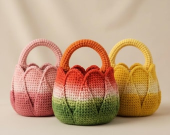 Crochet Tulip Bag Pattern PDF | Tulip Flower Crochet Purse Pattern | Handmade Crochet Handbag Tutorial