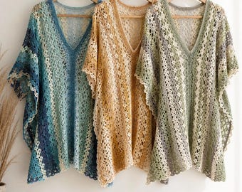 Crochet Beach Cover-up Pattern PDF - Boho Summer Kaftan Tutorial  - DIY Beachwear Tunic - Digital Download