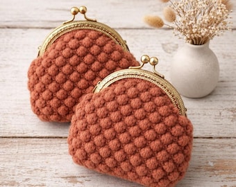 Crochet Bobble Stitch Coin Purse Pattern PDF | Vintage Frame Wallet DIY | Textured Amigurumi Bag | Handmade Gift
