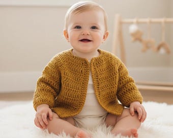 Baby Crochet Cardigan Pattern PDF, Easy Baby Sweater Crochet Pattern, Beginner Baby Jacket Pattern, Infant Cardigan