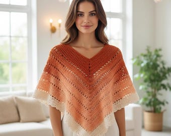 Crochet Poncho Pattern PDF, Women's Crochet Shawl Pattern, Easy Crochet Wrap, Boho Crochet Poncho, Lightweight Crochet Cover Up