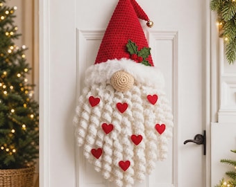 Gnome Door Hanger Crochet Pattern, Christmas Gnome Decor, Santa Gnome PDF